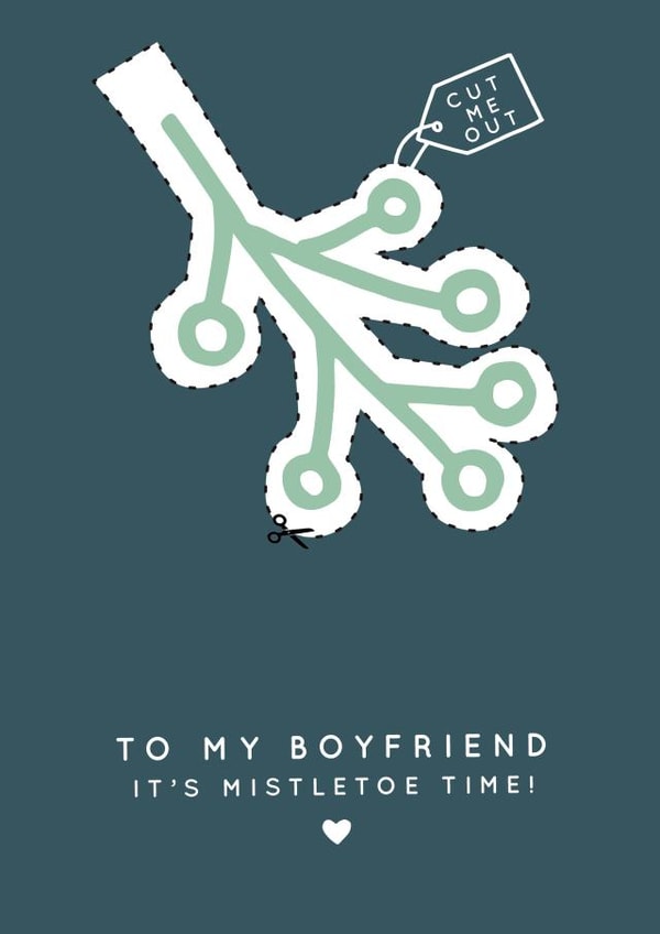 Christmas Card for your Boyfriend - With Cut Out Mistletoe created by Jodie Gaul & Co