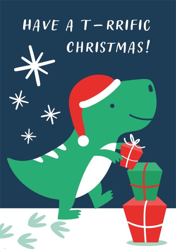 Have a T-rrific Christmas - Grandchild- Cute T-Rex created by Dinky Rouge