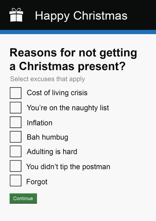 Christmas Card | Cheeky | Funny | Government Gateway Form created by Pottsy Prints
