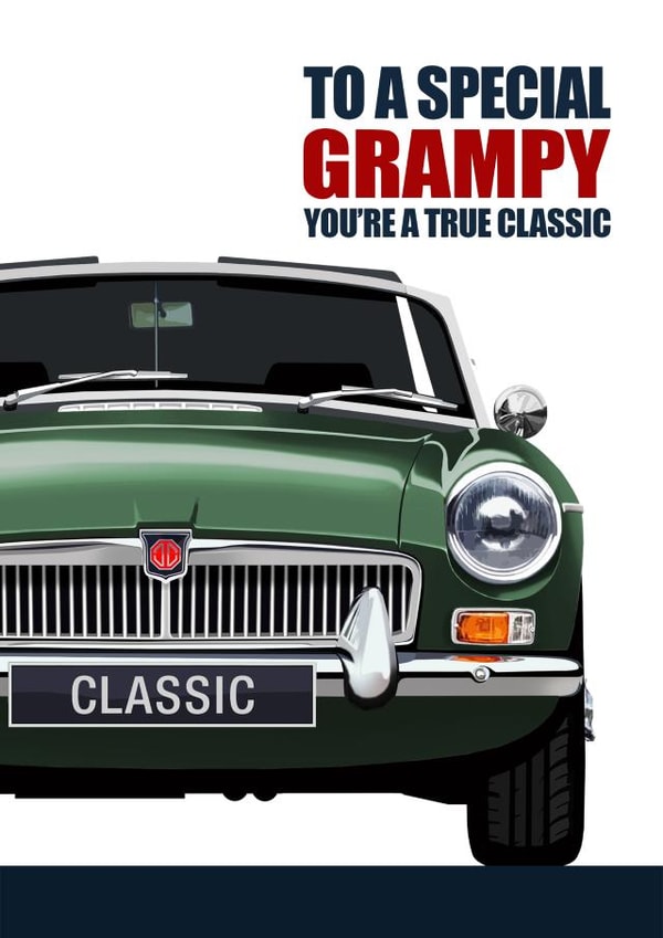 MGB SPECIAL GRAMPY CLASSIC CAR Greetings Card created by RetroMotion Artwork
