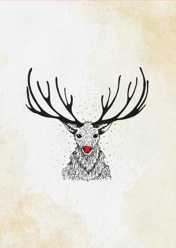 Cute Christmas card - Rudolf the red nose Reindeer. created by Dani Paoli