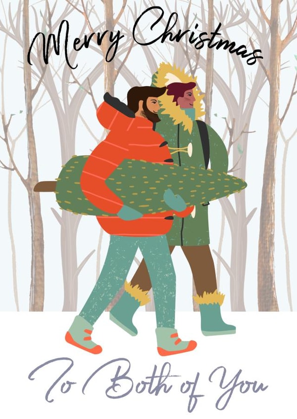 Pretty Christmas card for any male gay couple created by Bliss 