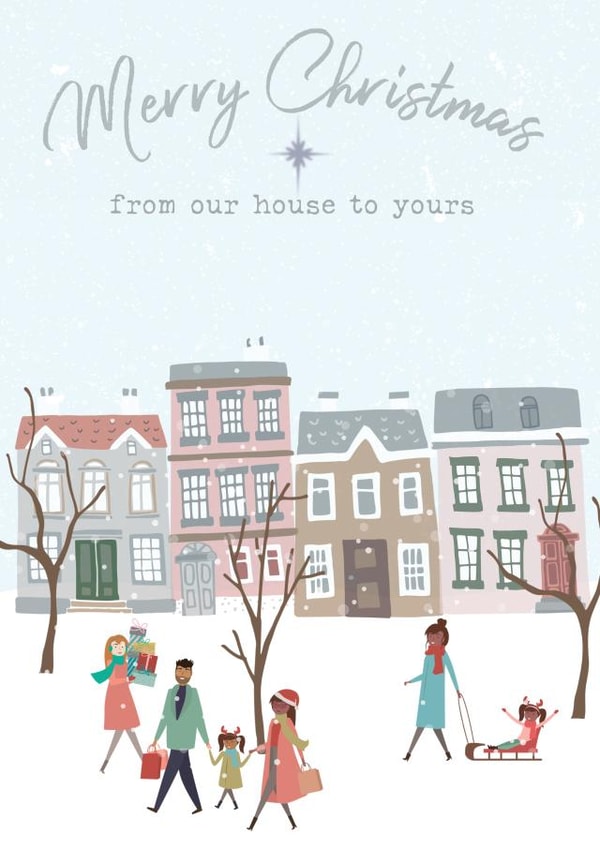 Pretty Christmas card - Winter street scene - for any household created by Bliss