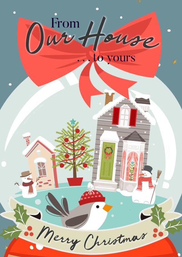 Cute Snow globe Christmas card for your neighbours, friends and family created by Bliss