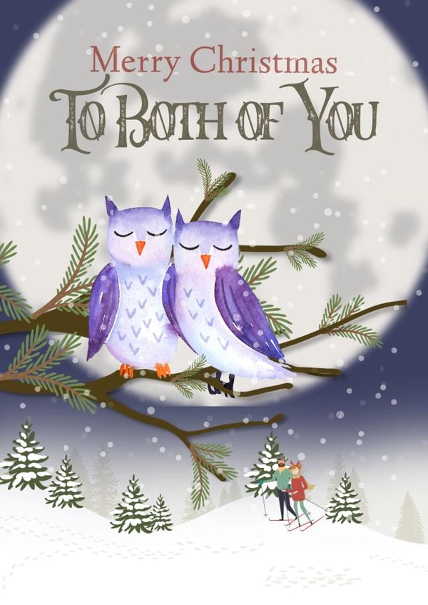 Cute winters night scene Christmas card for any couple created by Bliss 