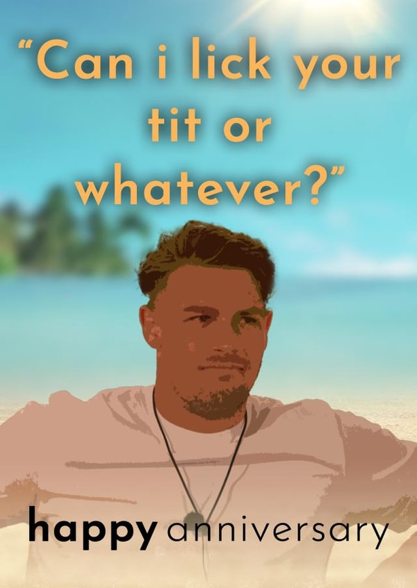 Love Island Andrew Anniversary Card, Love island, Naughty Anniversary Card created by MockingJayCards