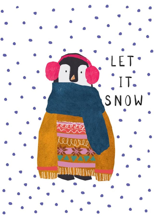 Penguin in oversized xmas jumper for friend created by Stop the Clock Design