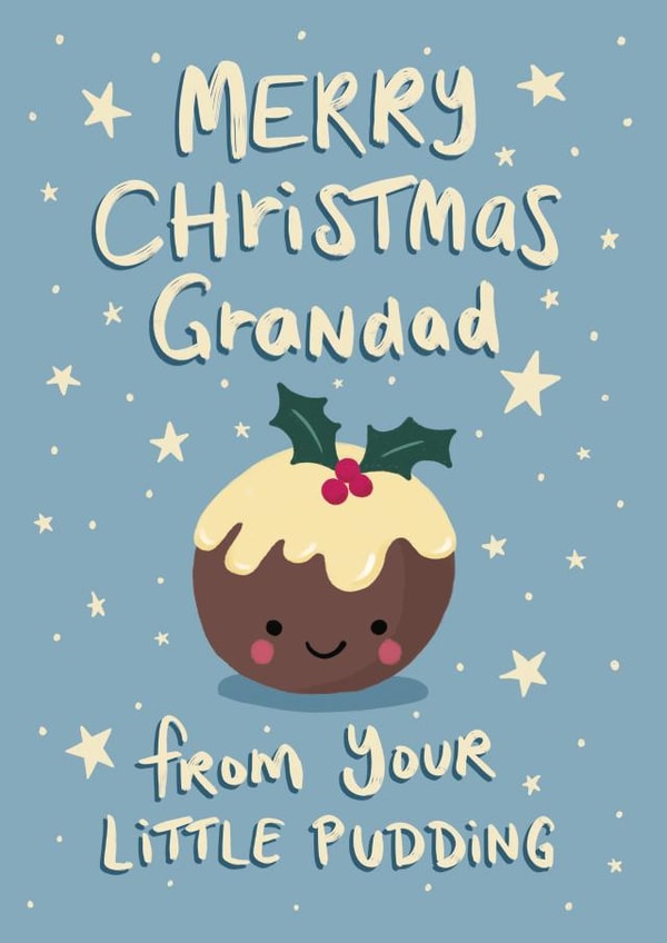 Cute Christmas Card for Grandad - from the grand kids - Little Pudding created by Tilly Bean Loves