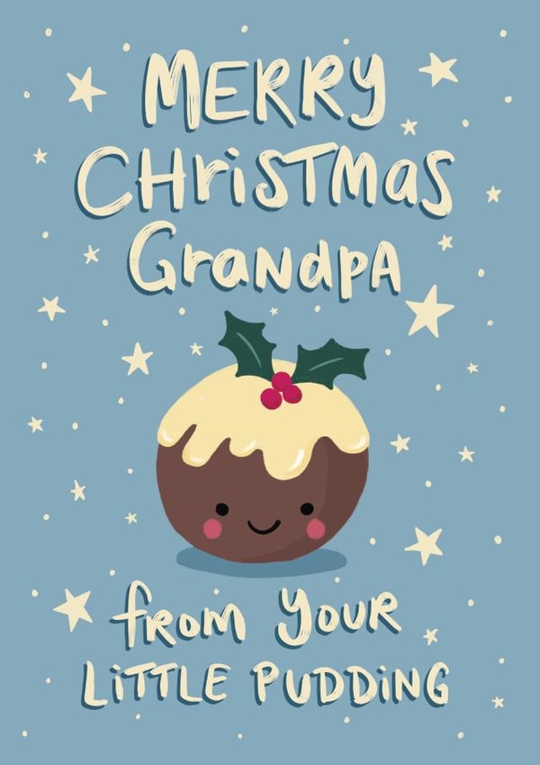 Cute Christmas Card for Grandpa - from the grand kids - Little Pudding created by Tilly Bean Loves