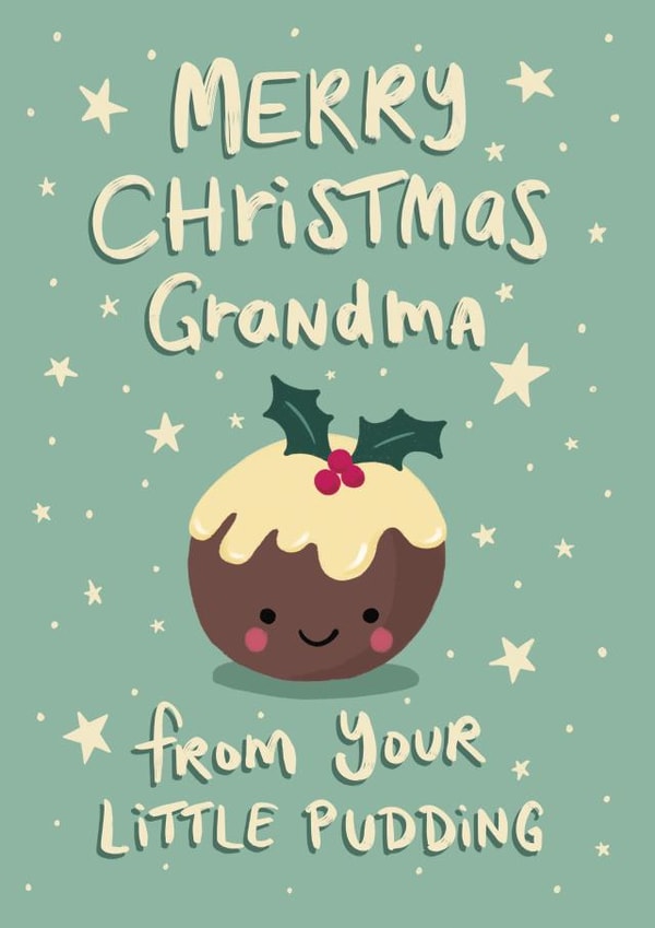 Cute Christmas Card for Grandma - from the grand kids - Little Pudding created by Tilly Bean Loves