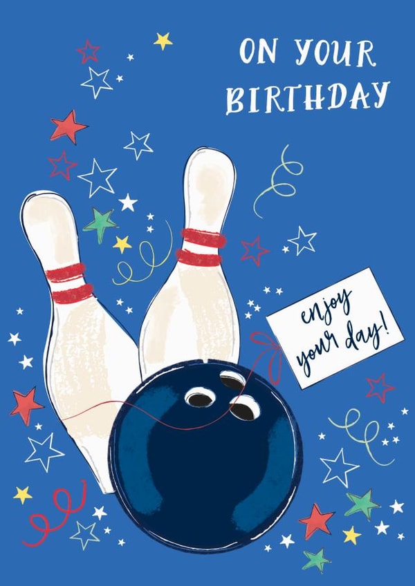 Birthday bowling card for the tenpin bowling fanatic in your life! created by Katie Phythian Design