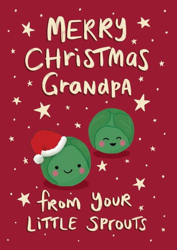Cute Christmas Card for Grandpa - from the grand kids - Two Little Sprouts created by Tilly Bean Loves