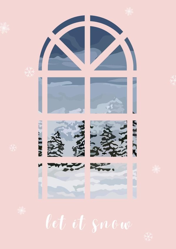 Cute Christmas Card - Snow Landscape - Let It Snow created by girlinmind