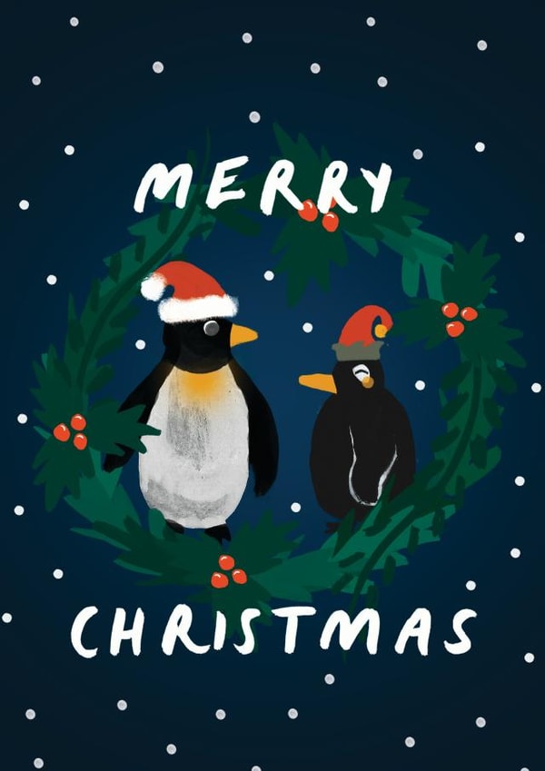 Cute Penguins in the Snow Xmas Card created by Rachael Powick