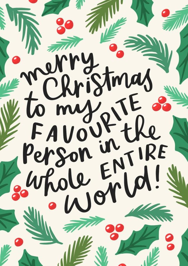 Cute Favourite Person Christmas Card For Other Half Or Bestie created by Violet and Alfie