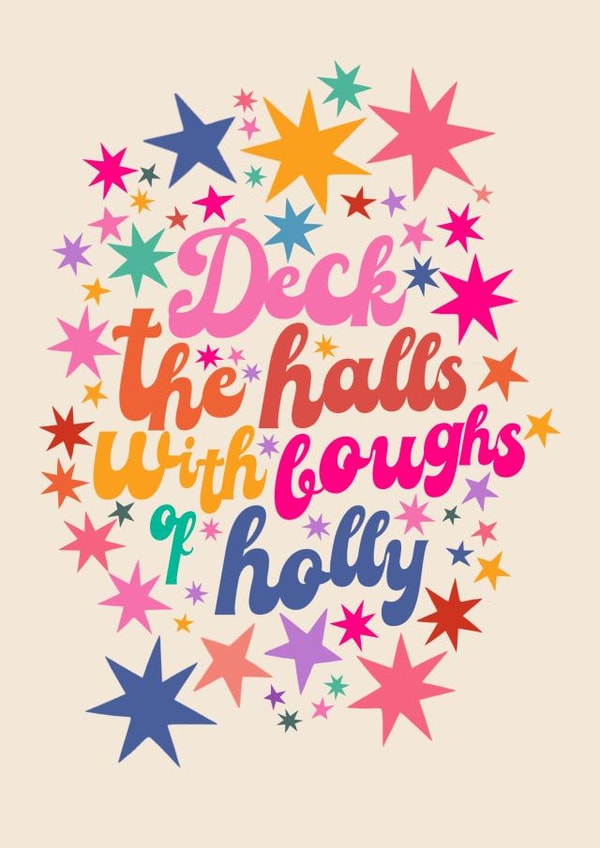 Bright and Funky Christmas Card for Her - Christmas Stars - Pink Rainbow created by Kate Fox