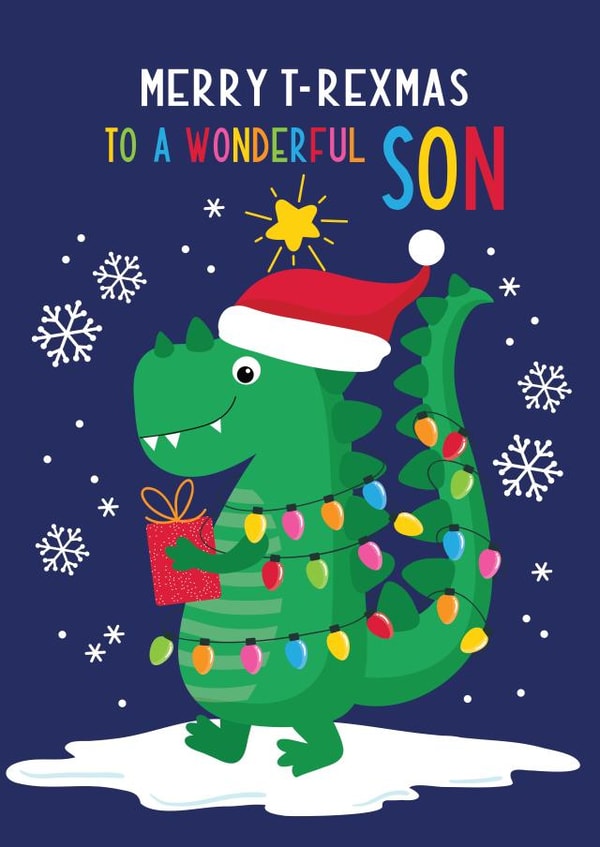 Cute T rex dinosaur for you to send to your Son created by Paper Valley Design Studio