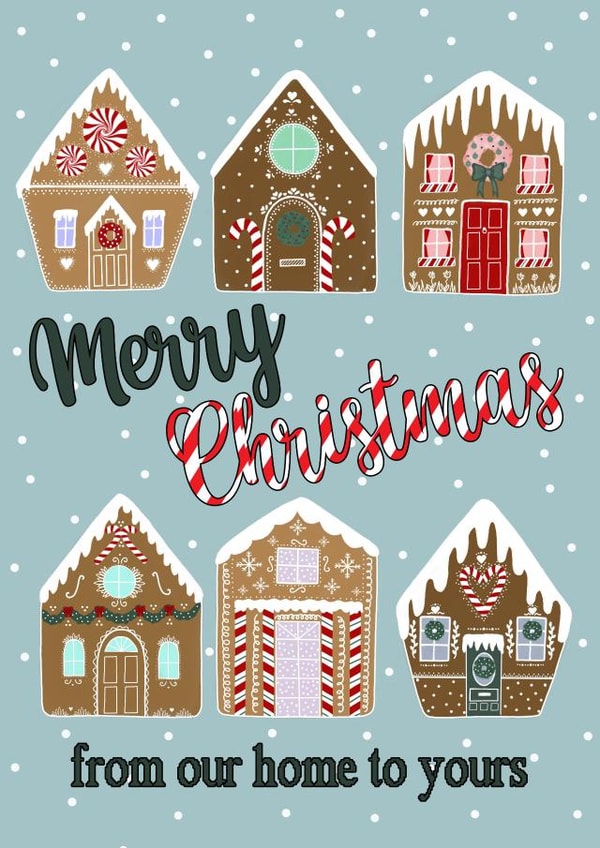 Cute Christmas card for family - gingerbread house - from our home to yours created by Sweetie Darling Design