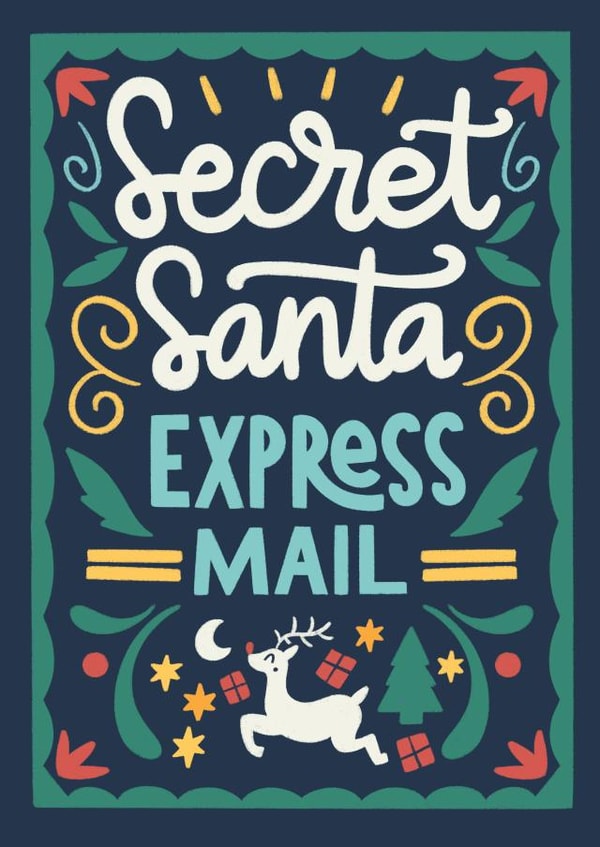 Secret Santa Express Mail in color created by Natalia Gonzalez