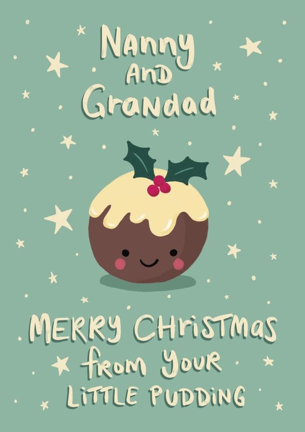 Cute Christmas Card for Nanny and Grandad - from the grand kids - Little Pudding created by Tilly Bean Loves