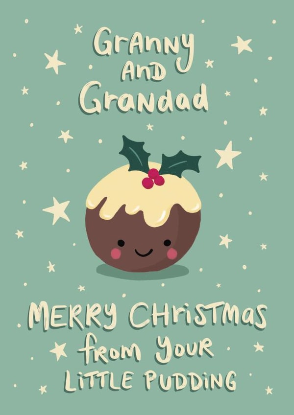 Cute Christmas Card for Granny and Grandad - from the grand kids Little Pudding created by Tilly Bean Loves