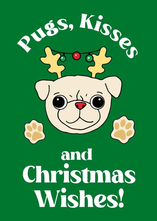 Cute Christmas Card For Friends and Family -  For Pugs Lovers created by Silvia Ospina