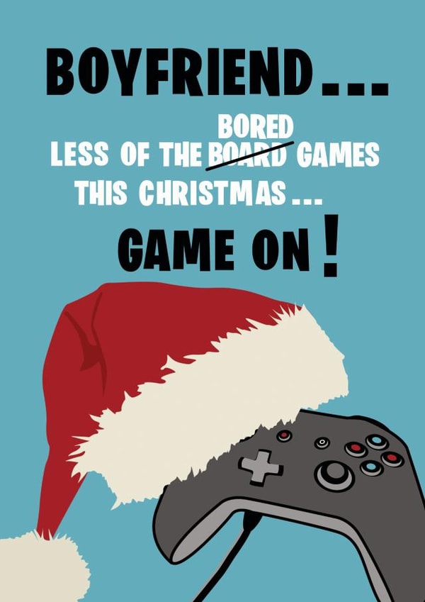Funny Gaming Christmas Card for Boyfriend - Computer Gaming - Game on created by Jackie Ponwaye Design