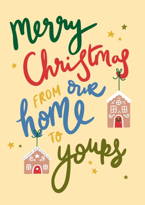 Cute Christmas Card For Families - Gingerbread Houses - From Our Home To Yours created by Oops a doodle