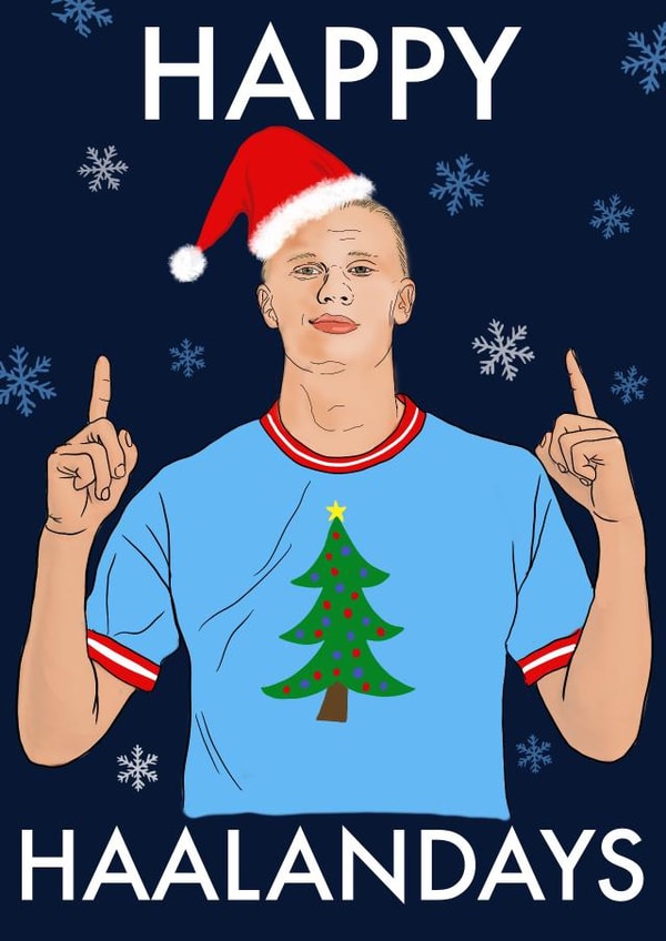 Funny Christmas card for any Manchester City football fan - Erling Haaland created by Stacie Charlton