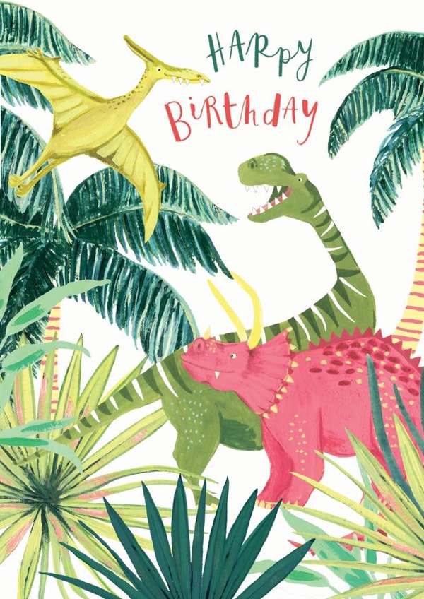 Fun Birthday Card for Kids - Dinosaur Card - Happy Birthday created by Louise Tiler