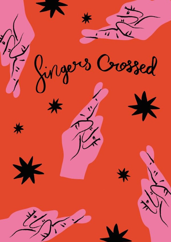 Good Luck and Fingers Crossed Illustrated Card For Friends Family & Others created by Sarah Brown