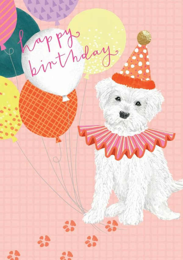 Cute Birthday card - Dog and Balloons - Happy Birthday | thortful