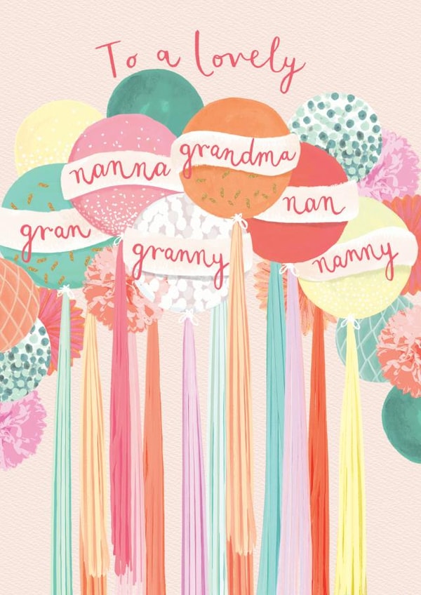 Classic Birthday Card - For Grandma/Nan/Nanna/Gran/Granny/Nanny - Balloons created by Louise Tiler