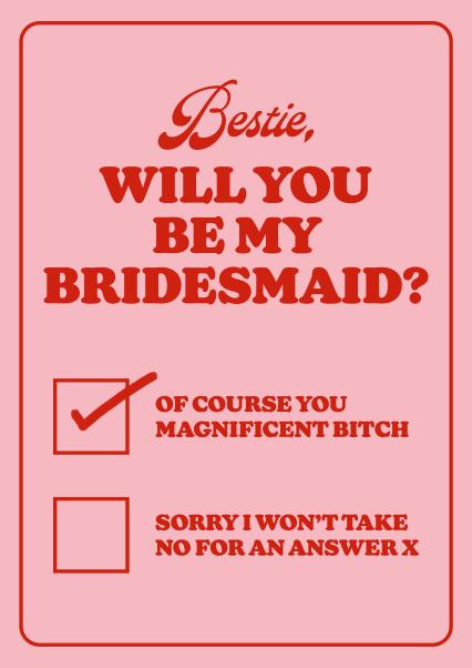 Funny Bridesmaid Card for a lucky best friend - Will You Be My ...
