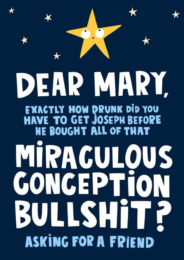 Funny Mary Joseph Virgin Mary Christmas Card created by Lucy Maggie Designs