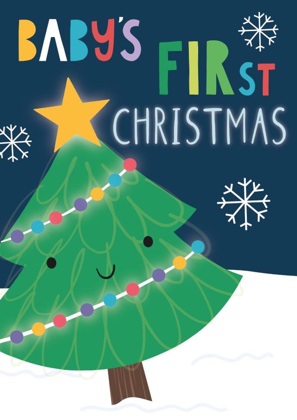 Cute Baby's First Christmas Card created by Fox and Bird Studio