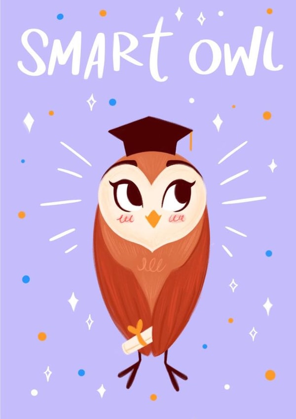 Cute Graduation Card - Smart Owl Well Done Congrats created by Salomey Draws