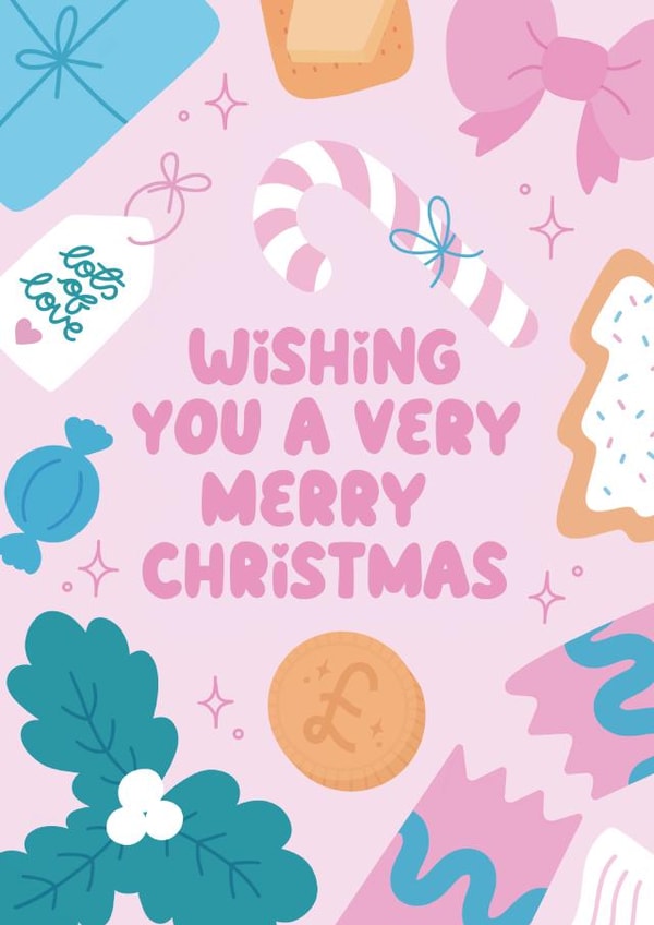 Cute Christmas Card - Wishing You a Very Merry Christmas created by Sofini Design