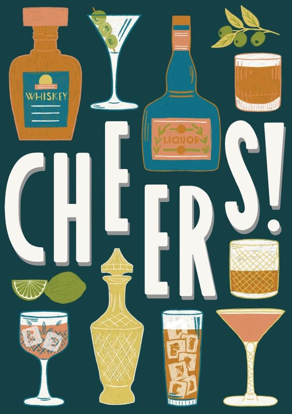 Vintage Cocktails Card - Cheers -Congratulations - Anniversary created by Sasha Tyrer