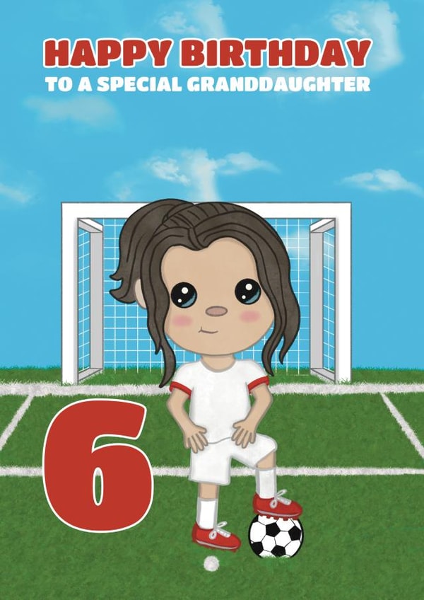 Cute Birthday Card - Granddaughter Age 6 - Football Girl created by @Cupsie's Creations