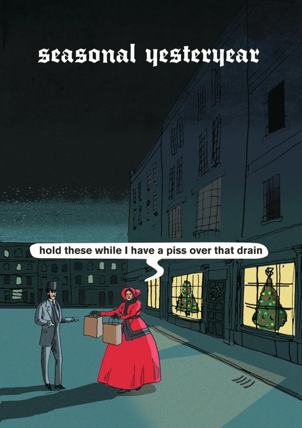 Funny yseteryear christmas card created by Modern Toss