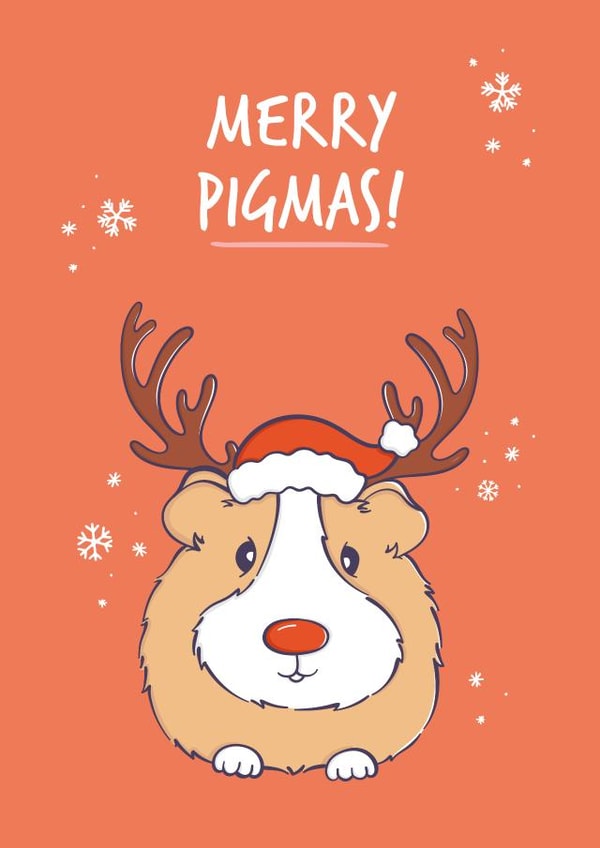 Guinea Pig Reindeer Christmas Card created by Goofy Guineas