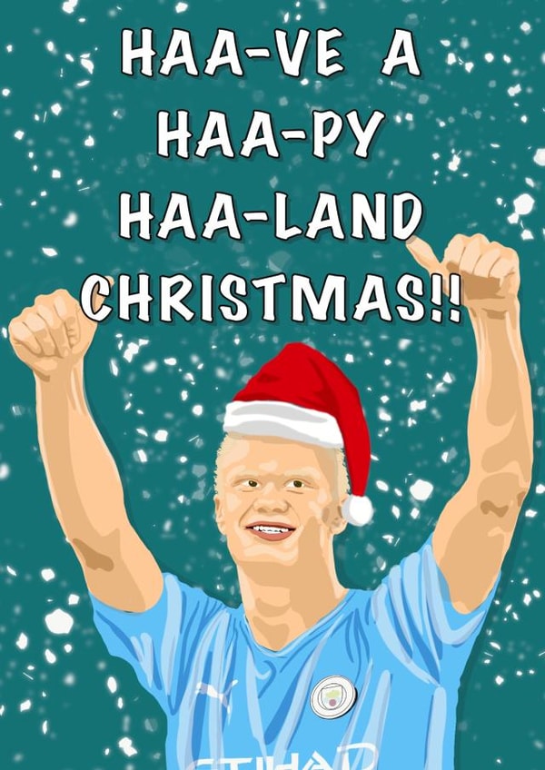 Man City Christmas Card with Erling Haaland created by Replay Prints