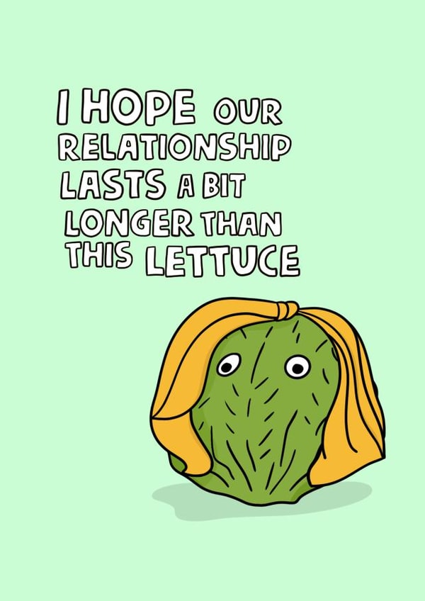 Funny anniversary relationship lettuce liz truss british card created by Doodles by Saz
