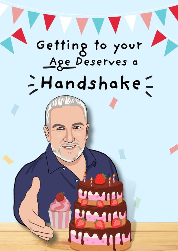 Paul hollywood handshake card created by original fox designs