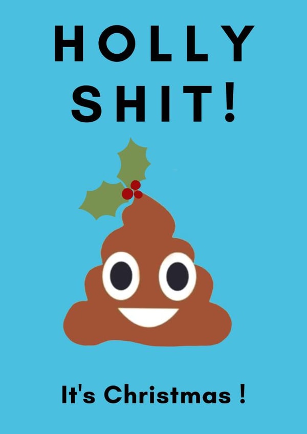 Holly Shit! It's Christmas! Poo emoji card created by Lily Steel
