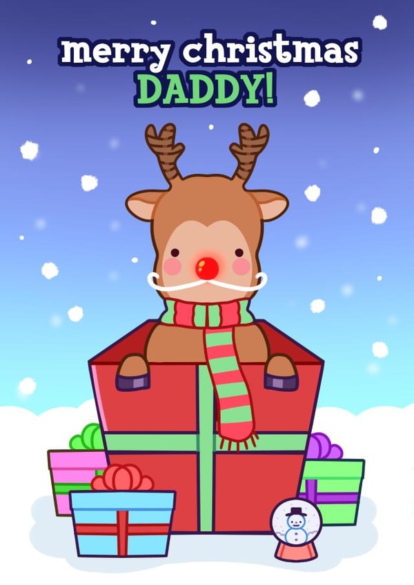 Cute Christmas card for dad and daddy - reindeer created by Little Linas Cards