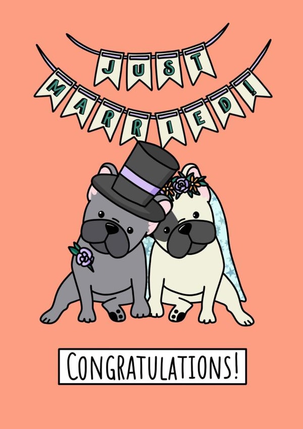 Cute Wedding Celebration card for French Bulldog lovers! created by Natalie Tuck