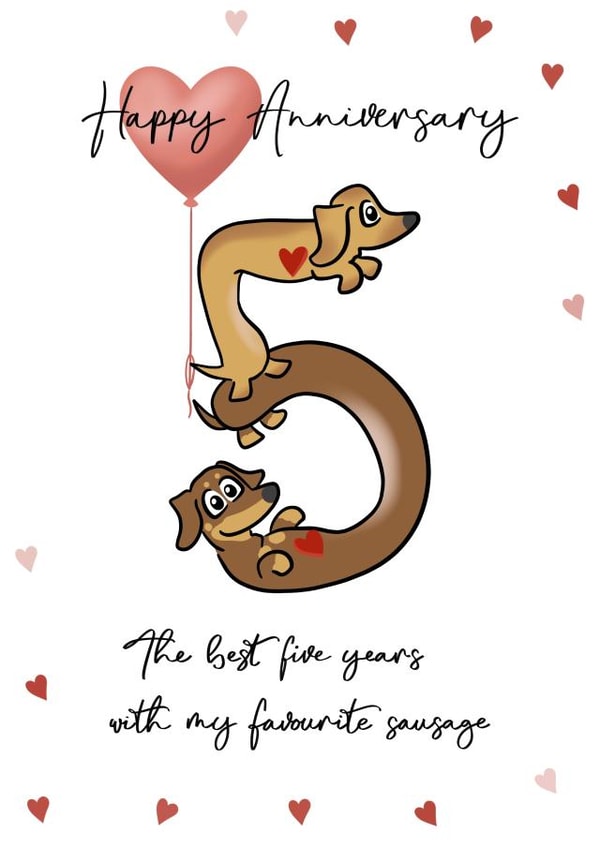 Cute 5th anniversary card for your significant other created by Laura Deakin