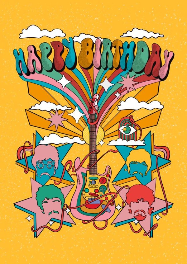 The Beatles Happy Birthday Guitar created by Rachel’s Doodles 